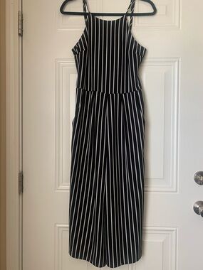 Moa Moa Black and White Striped Jumpsuit Size M
